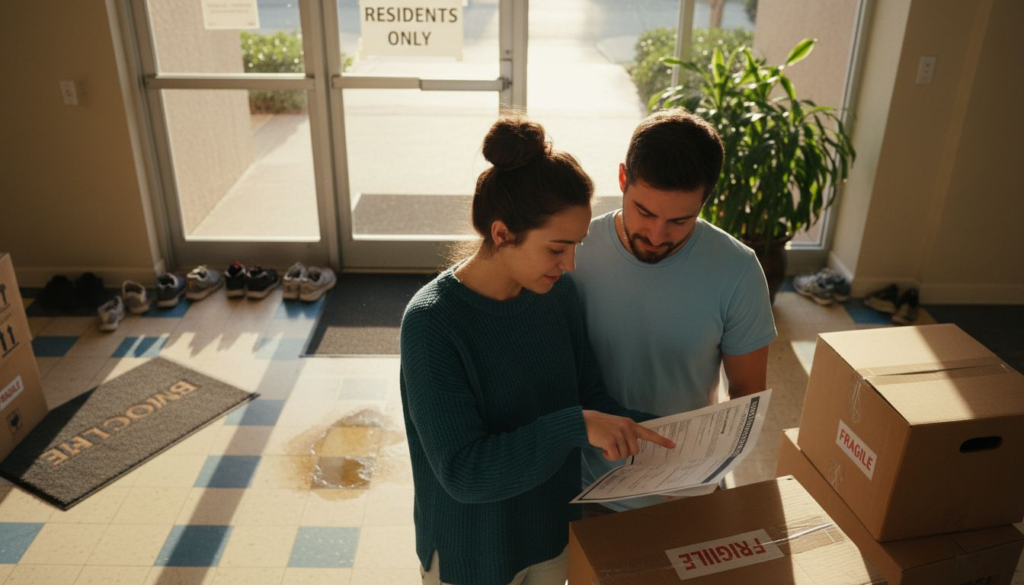Couple reviewing apartment insurance in Boca Raton