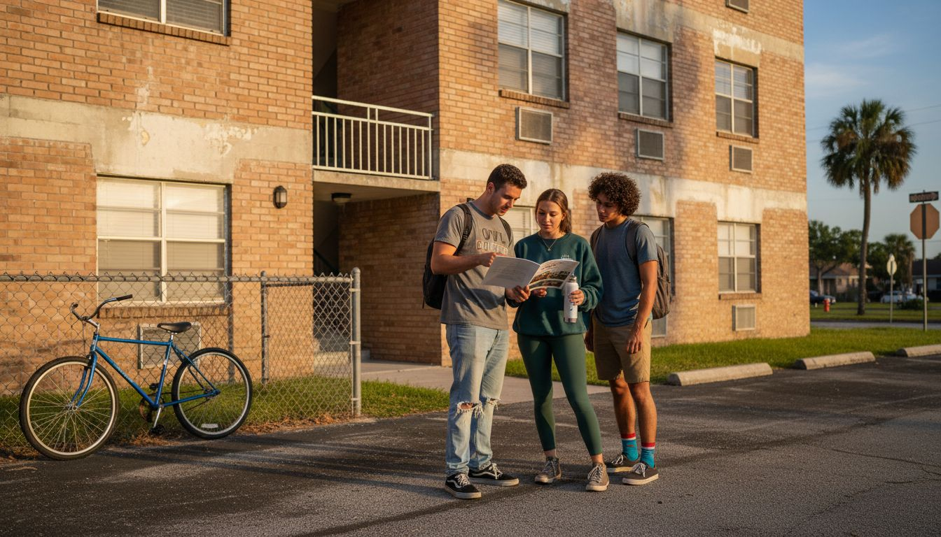 Students reviewing rental options near FAU