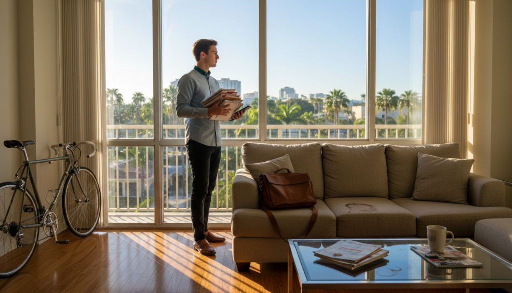 Young professional inside Boca Raton apartment