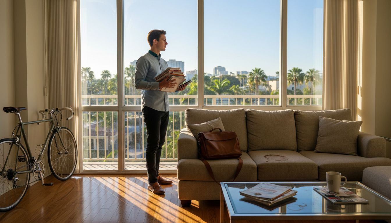 Young professional inside Boca Raton apartment