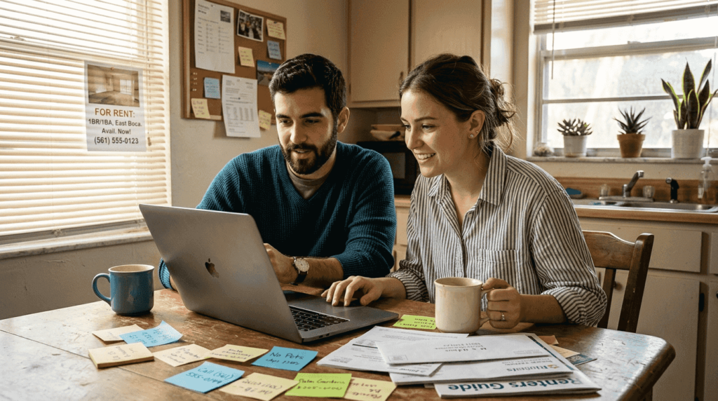 Boca Raton renters searching on laptop