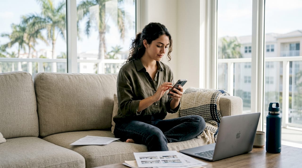 Young Boca Raton renter using leasing app