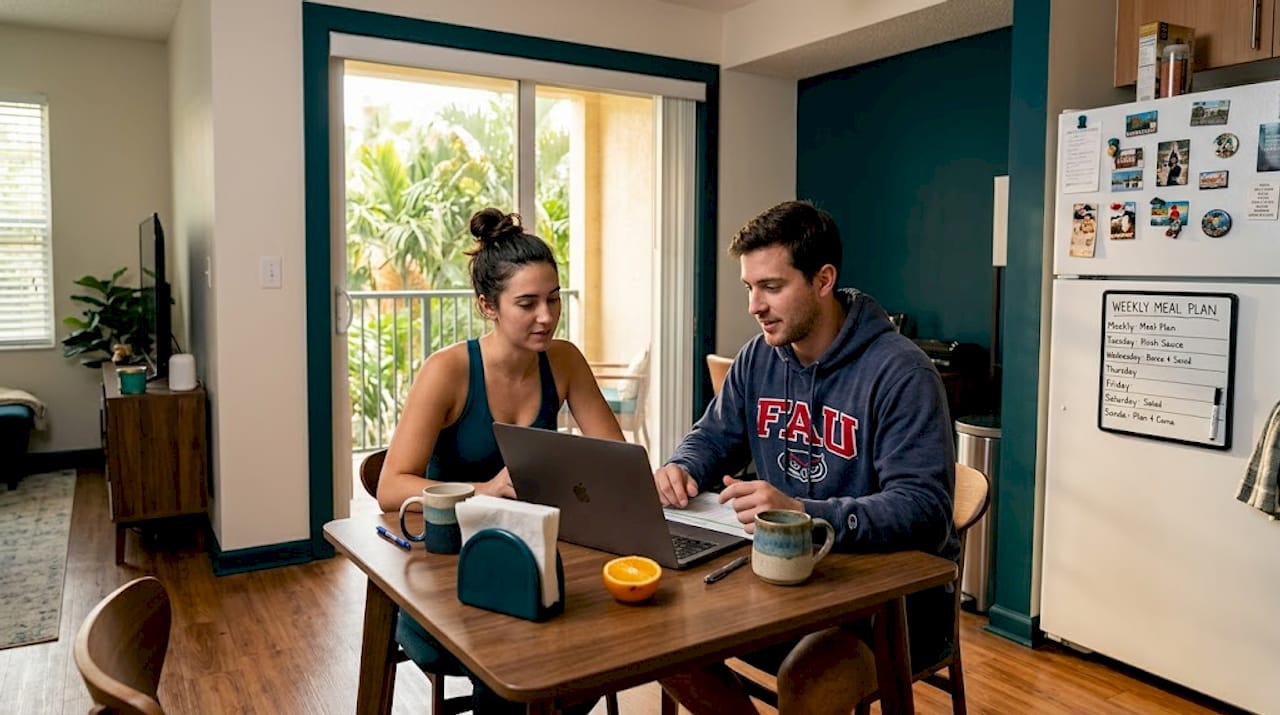 Young couple budgeting at apartment table