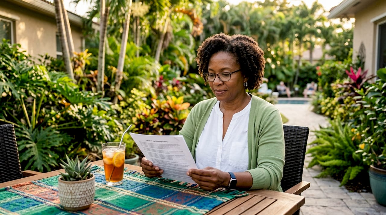 Woman reading smoke-free housing policy