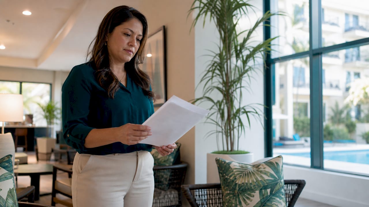 Property manager working on leasing software