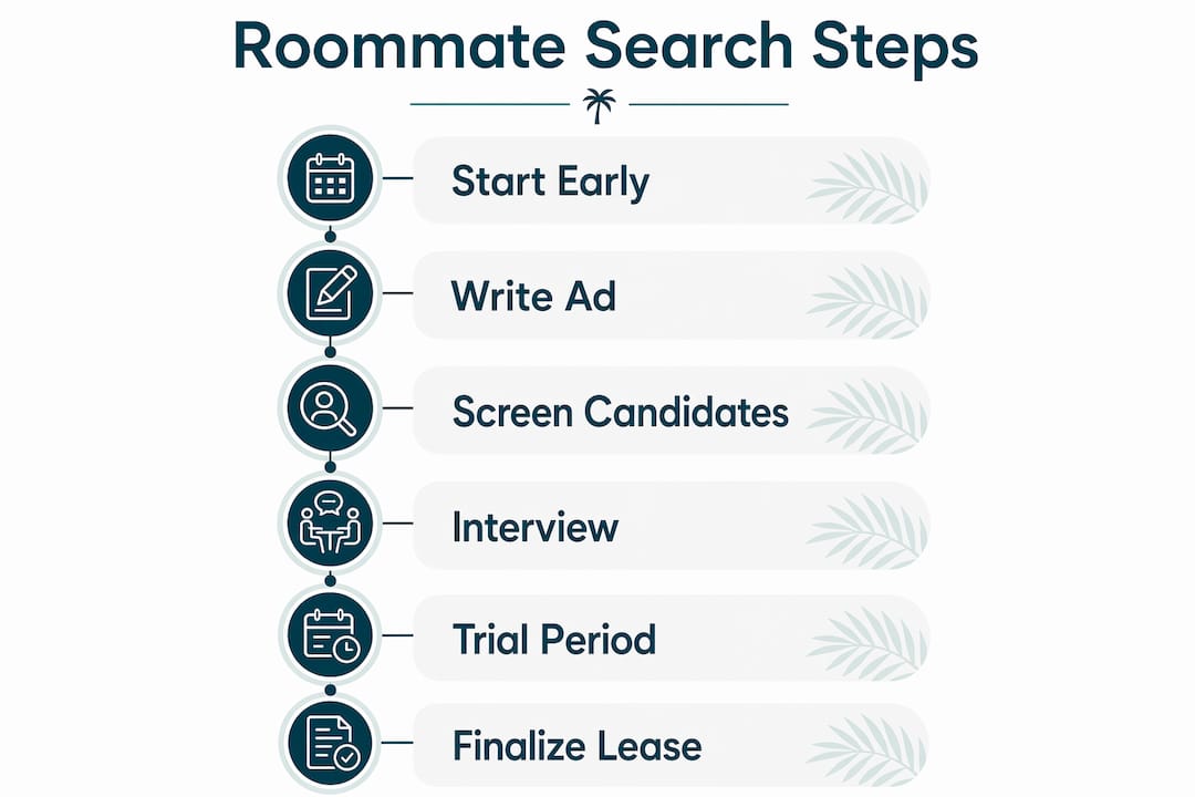 Infographic detailing roommate search steps