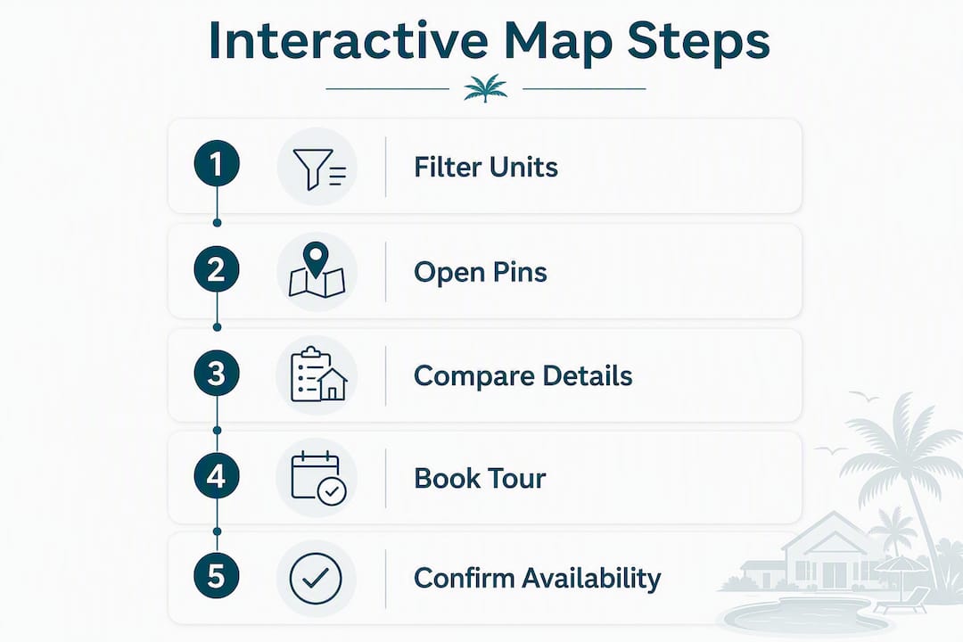 Infographic outlining interactive map usage steps