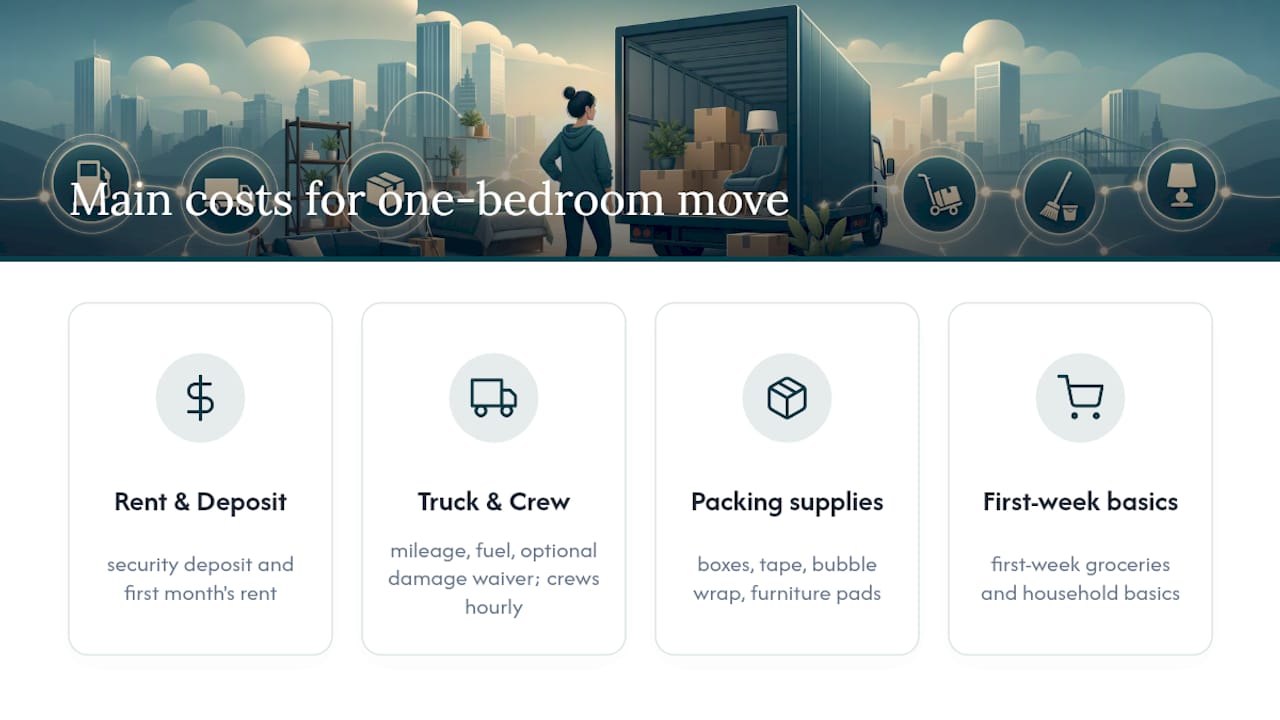 Budget categories for one-bedroom solo move