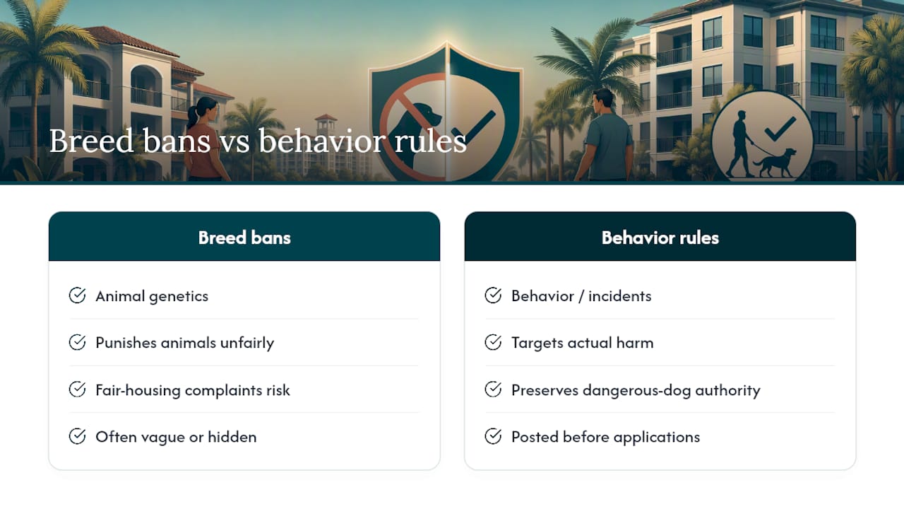 Why clear pet policies matter more than breed bans &mdash; overview diagram