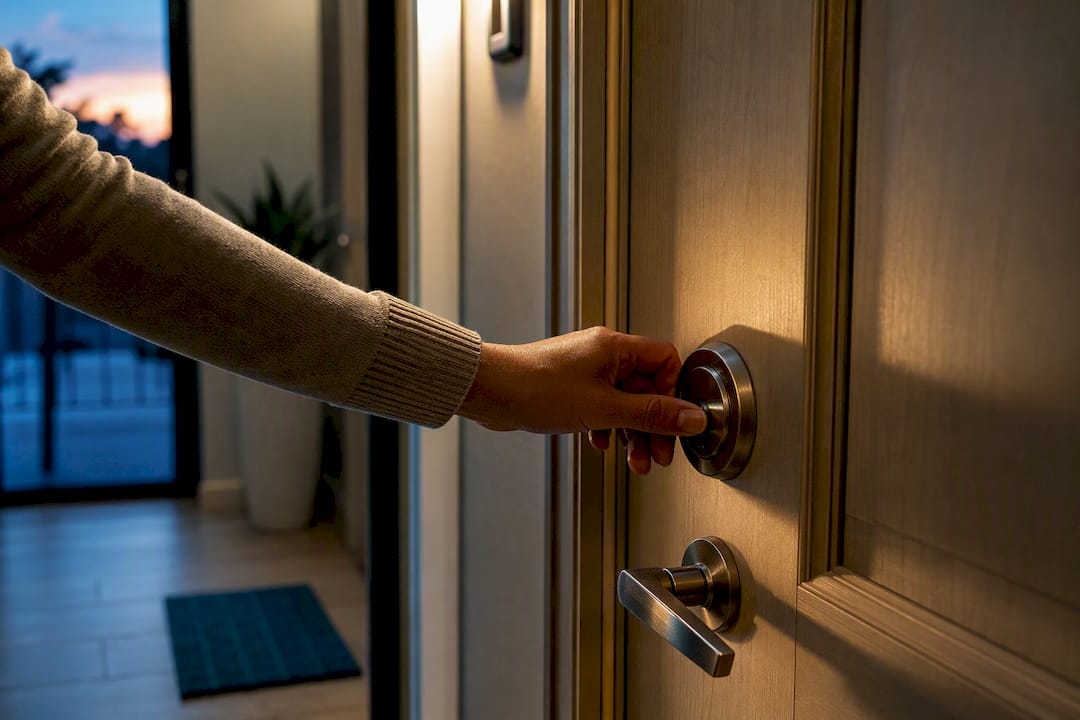 Renter securing an apartment deadbolt