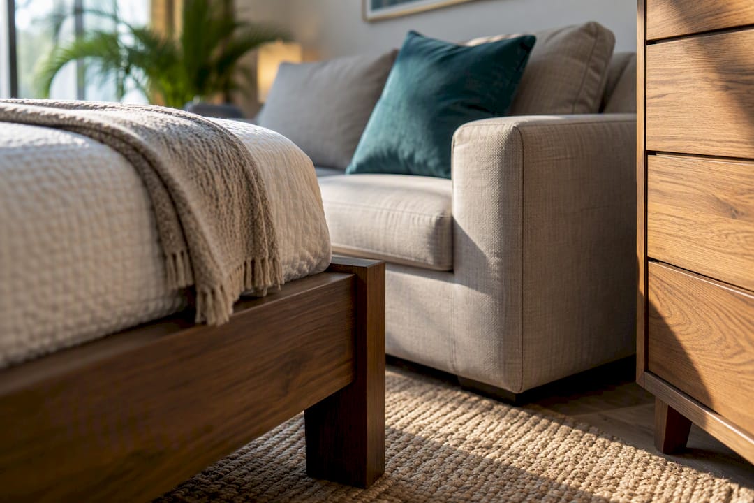 Close-up of furnished apartment furniture