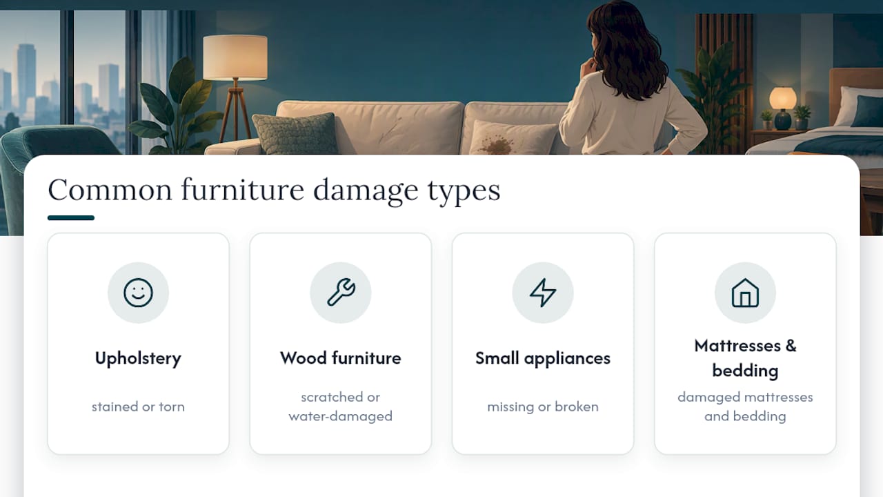 Four furnished rental damage categories