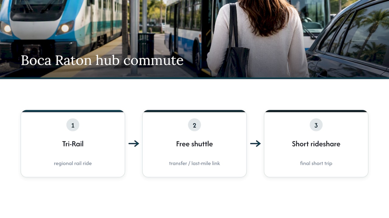 Tri-Rail shuttle and rideshare connection path