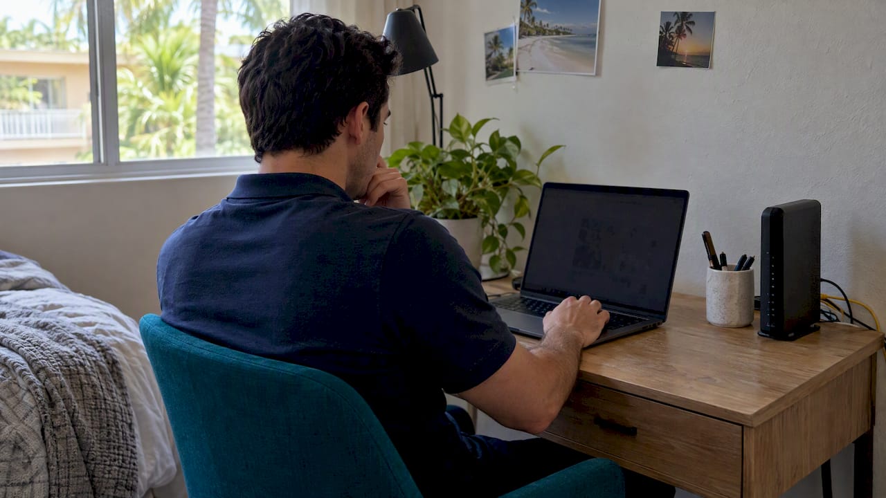Renter choosing an internet plan at home