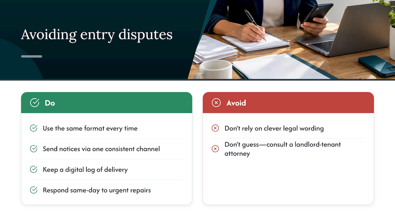 A property manager's take on avoiding entry disputes &mdash; overview diagram