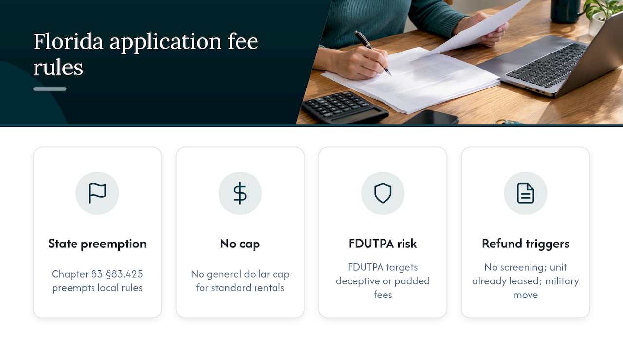 How Florida law treats application and landlord-imposed fees &mdash; overview diagram