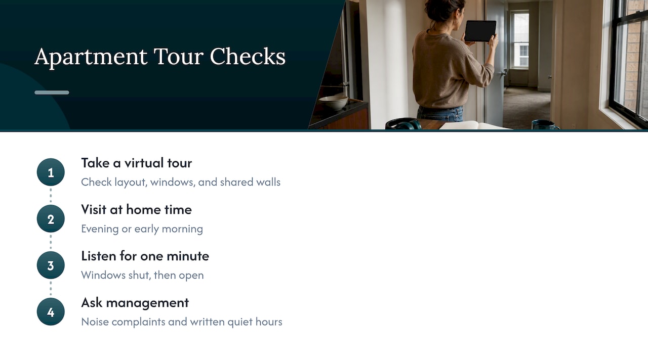 Apartment Soundproofing: What Renters Can Actually Do 3 Perspective: choose quiet before you need to fix it — overview diagram