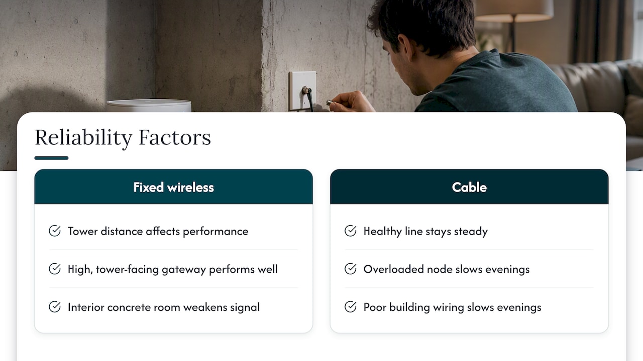 Reliability factors for cable and fixed wireless